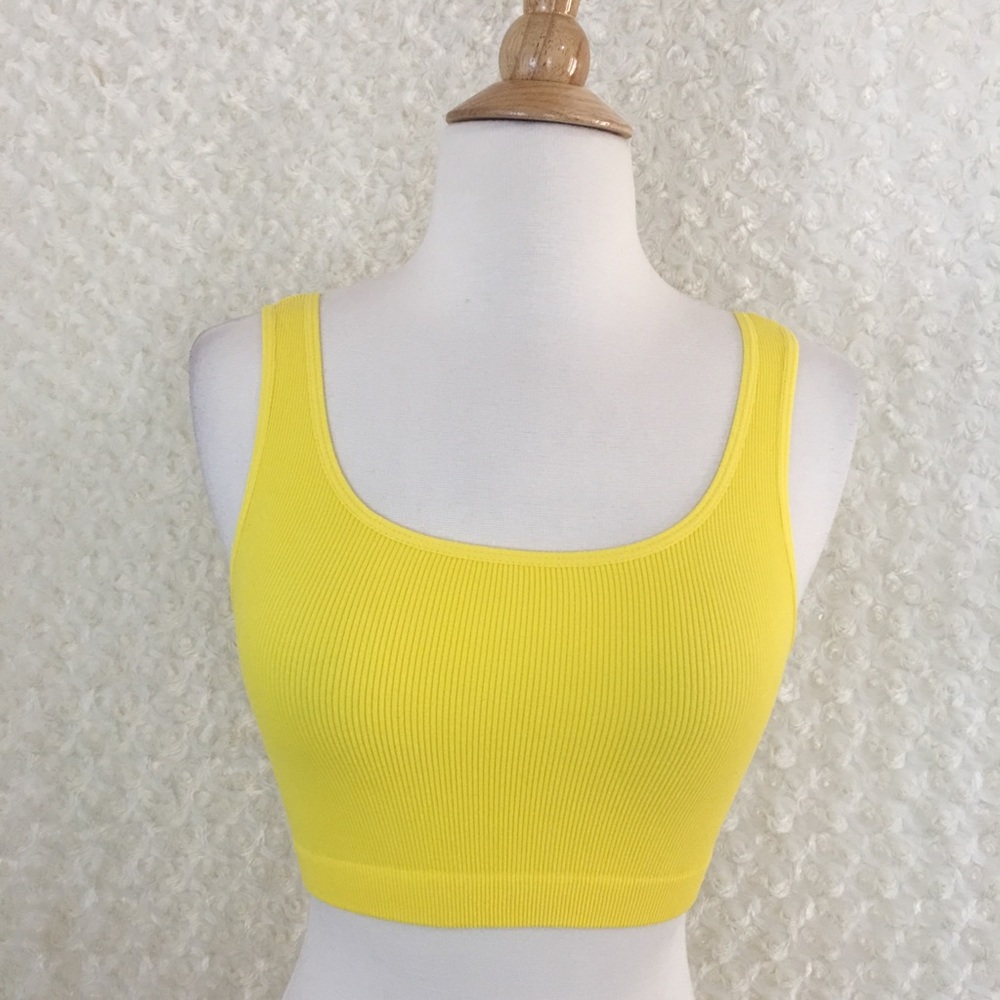 Women’s Yellow Stretchy Crop Top One Size Tank Fit